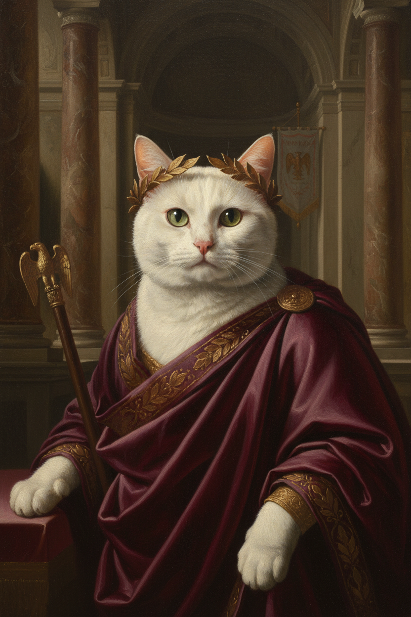 Pet portrait in Roman Emperor style