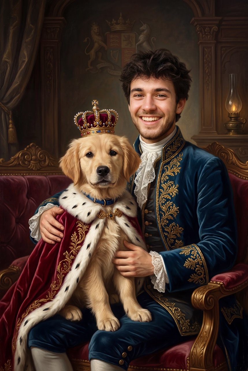 Pet portrait in Renaissance royal style